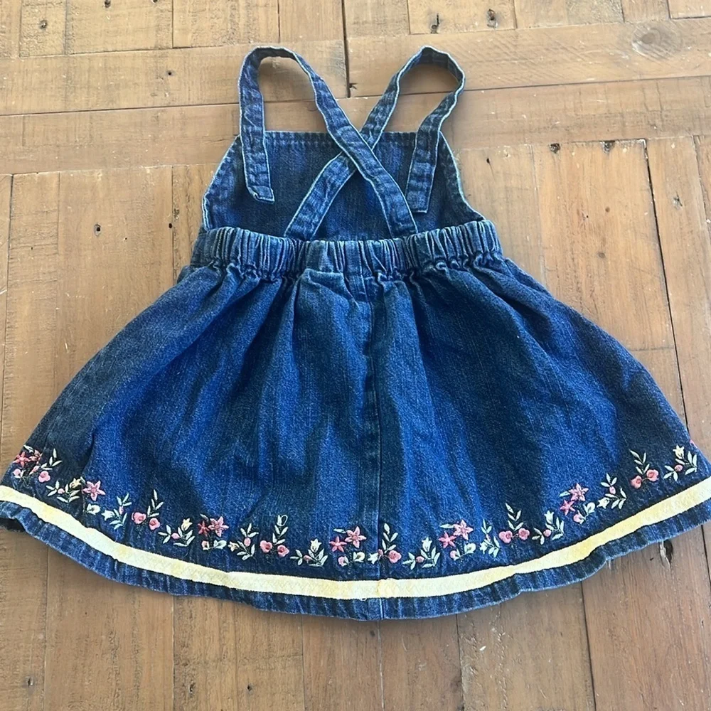 Gymboree vintage floral embroidered denim jumper dress